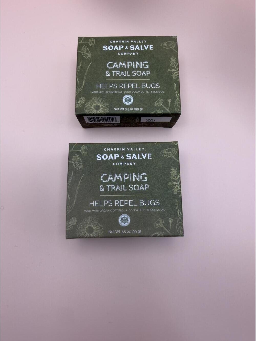 Set of 2 Chagrin Valley Camping & Trail Natural Soap Bars 3.5oz -Bug Repell -NEW